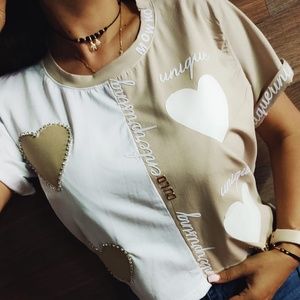 Hearts Top Biege Sz S/M
